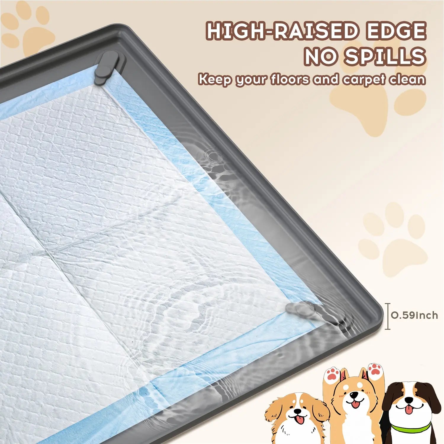 Pet Diaper Pad Tray Stand, Dog Incontinence Training Mat, Potty Training Pad, Easy Clean, Floor Protection, Suitable for Puppies and Small Dogs