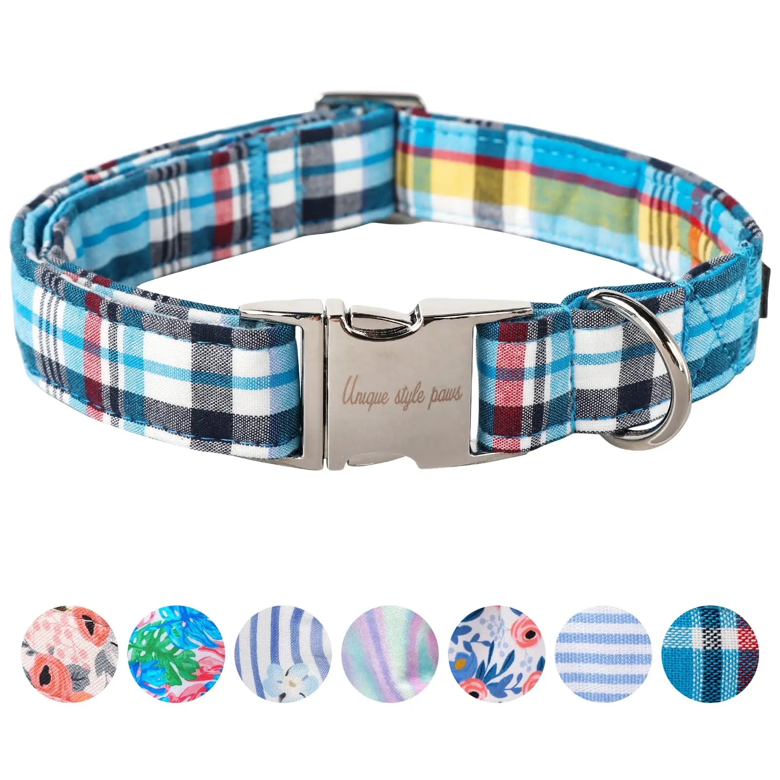 Unique Style Paws Dog Collar Metal Buckle Blue Stripe Collar Gift Durable Cute Collar for Small Medium Large Boys Girls Dogs