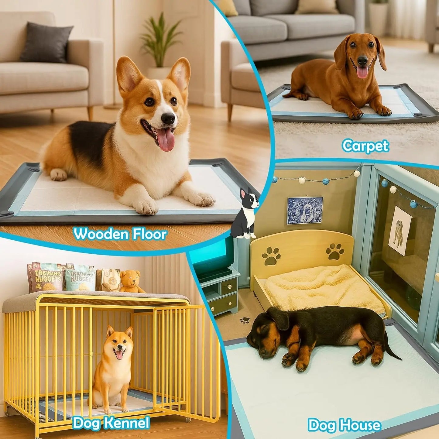 Pet Diaper Pad Tray Stand, Dog Incontinence Training Mat, Potty Training Pad, Easy Clean, Floor Protection, Suitable for Puppies and Small Dogs