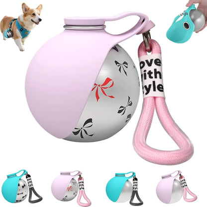 2-in-1 Portable Dog Water Bottle with Collapsible Silicone Bowl, BPA-Free Stainless Steel Pet Tumbler, Leak-Proof Travel Water Dispenser for Outdoor Activities (10 oz, Pink)