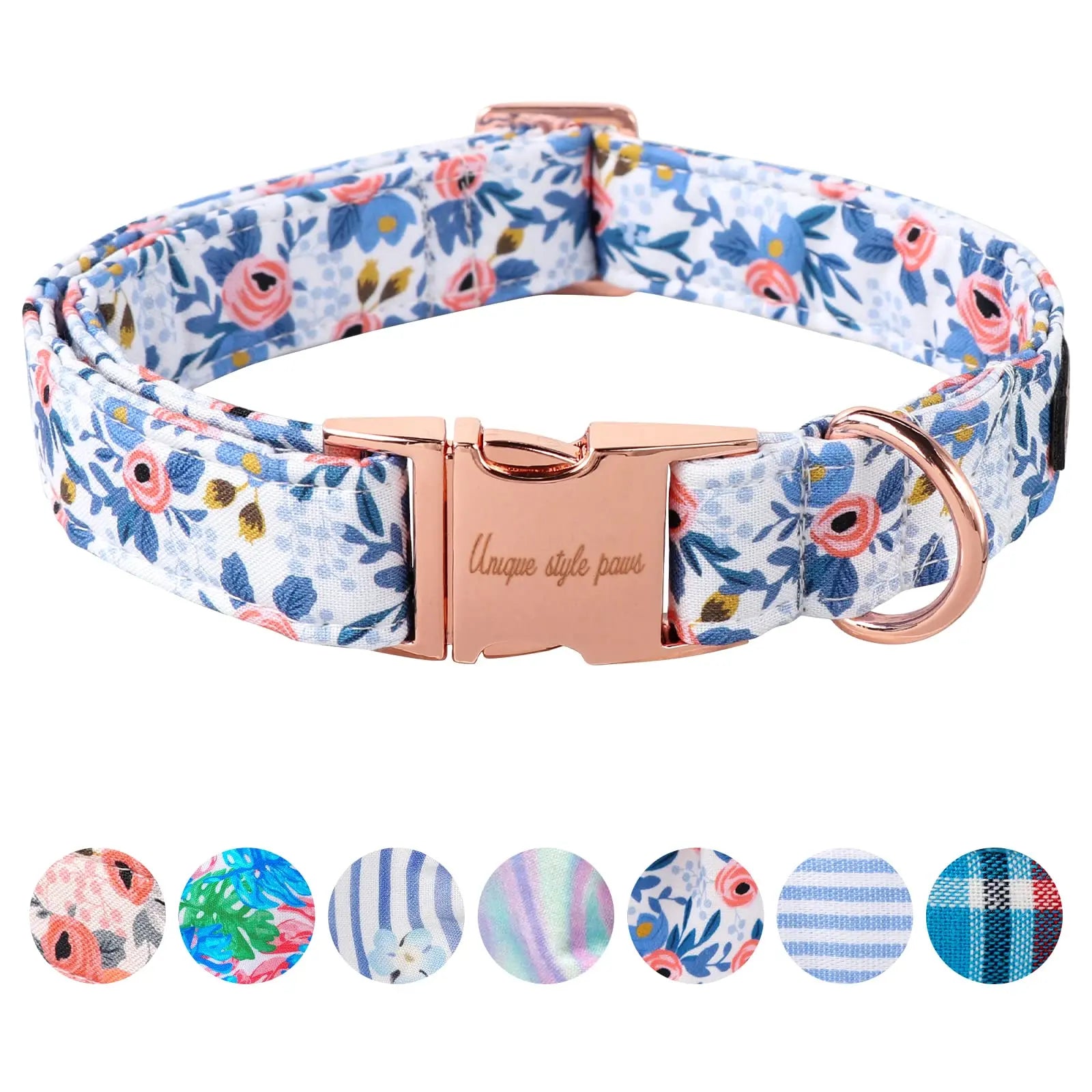Unique Style Paws Dog Collar Metal Buckle Blue Stripe Collar Gift Durable Cute Collar for Small Medium Large Boys Girls Dogs