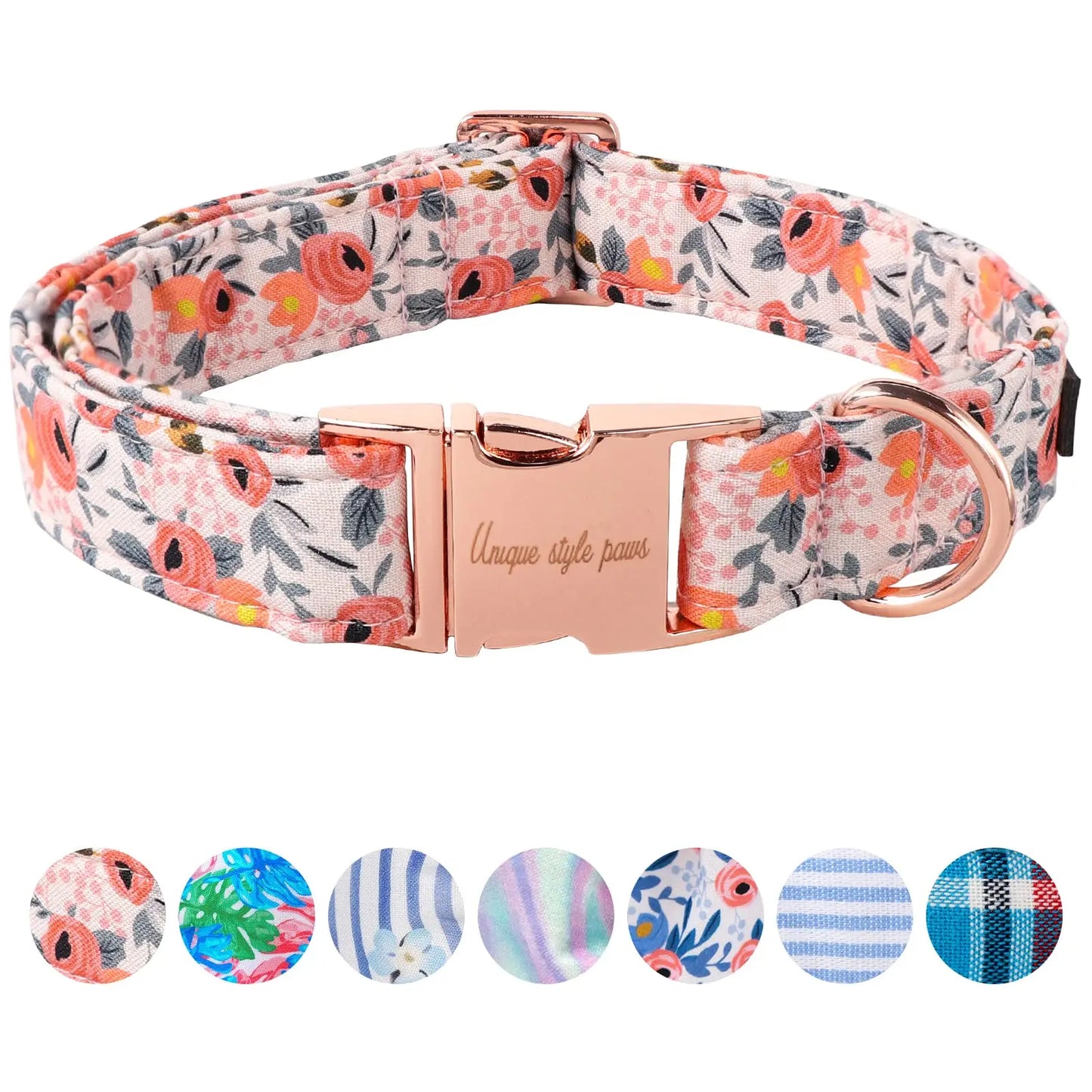 Unique Style Paws Dog Collar Metal Buckle Blue Stripe Collar Gift Durable Cute Collar for Small Medium Large Boys Girls Dogs