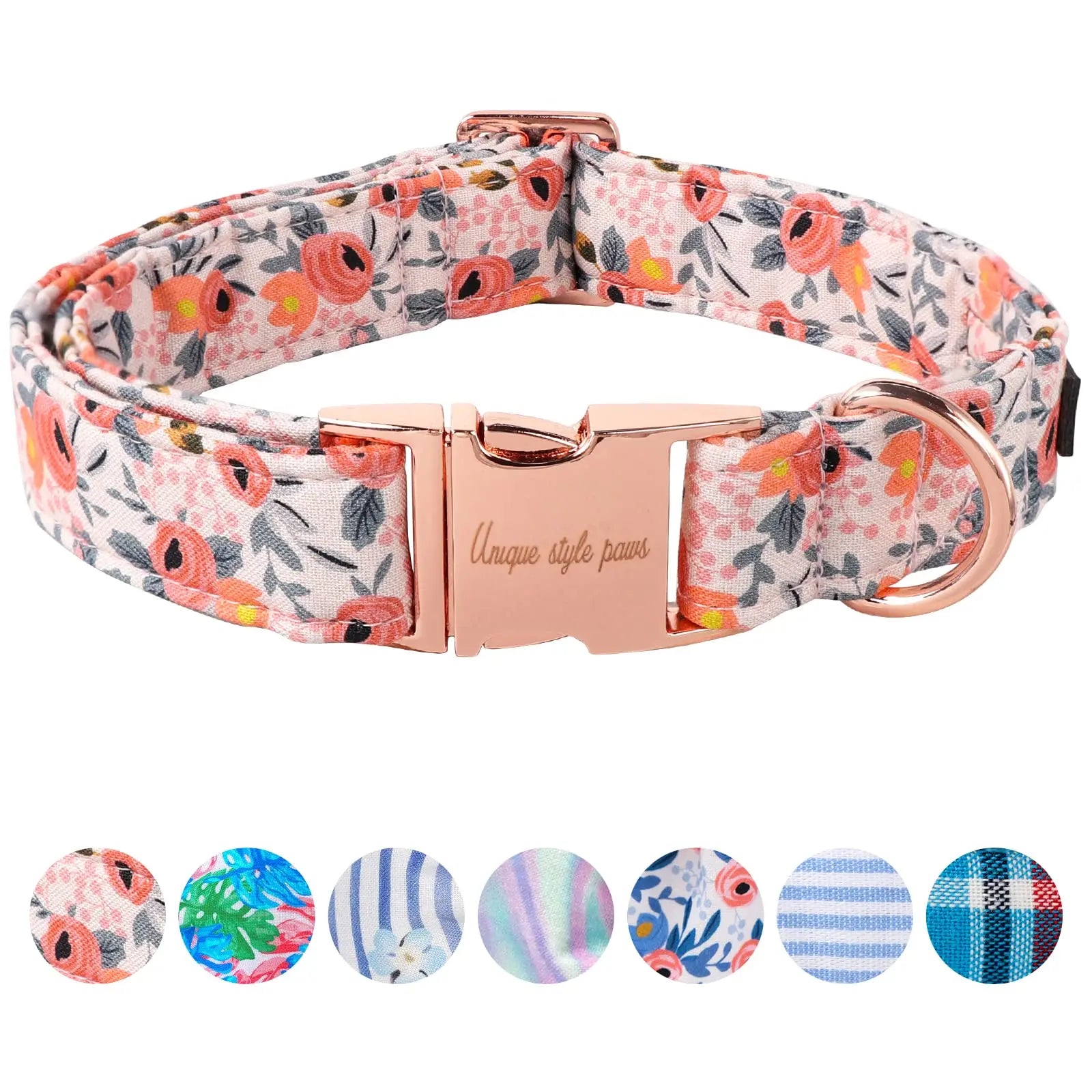 Unique Style Paws Dog Collar Metal Buckle Blue Stripe Collar Gift Durable Cute Collar for Small Medium Large Boys Girls Dogs