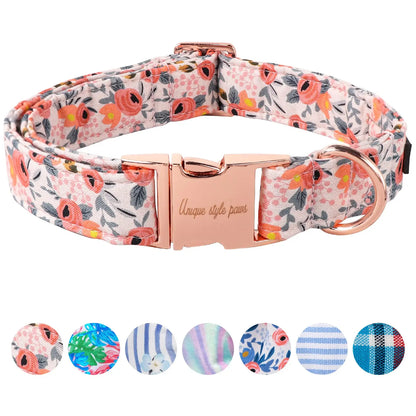 Unique Style Paws Dog Collar Metal Buckle Blue Stripe Collar Gift Durable Cute Collar for Small Medium Large Boys Girls Dogs